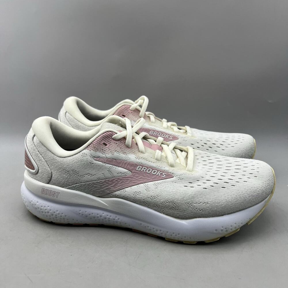 Brooks Ghost 16 Running Shoes Women Size 10.5 B White Mesh Comfort Low Sneakers